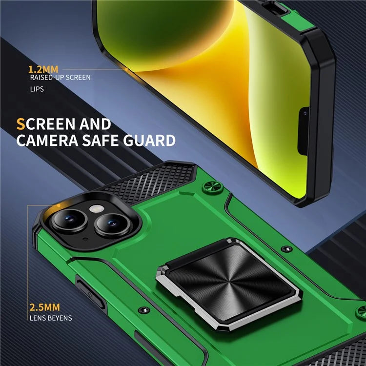 For iPhone 14 Case Rotation Ring Holder PC+TPU Drop Protection Phone Cover