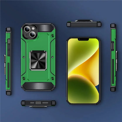 For iPhone 14 Case Rotation Ring Holder PC+TPU Drop Protection Phone Cover