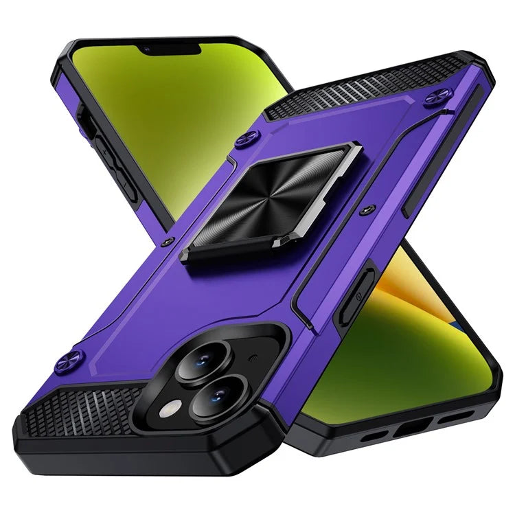 For iPhone 14 Case Rotation Ring Holder PC+TPU Drop Protection Phone Cover