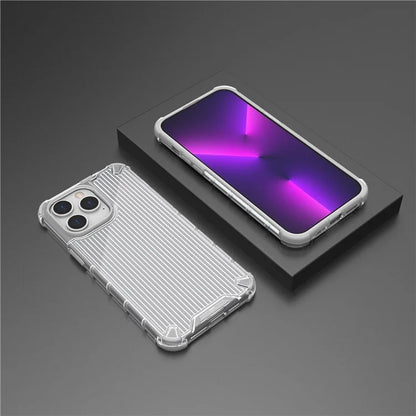 For iPhone 15 Pro Case Stripe Pattern PC+TPU Dual Layer Shockproof Phone Cover