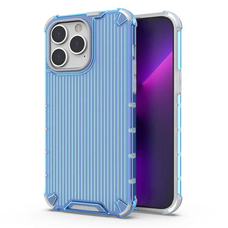 For iPhone 15 Pro Case Stripe Pattern PC+TPU Dual Layer Shockproof Phone Cover