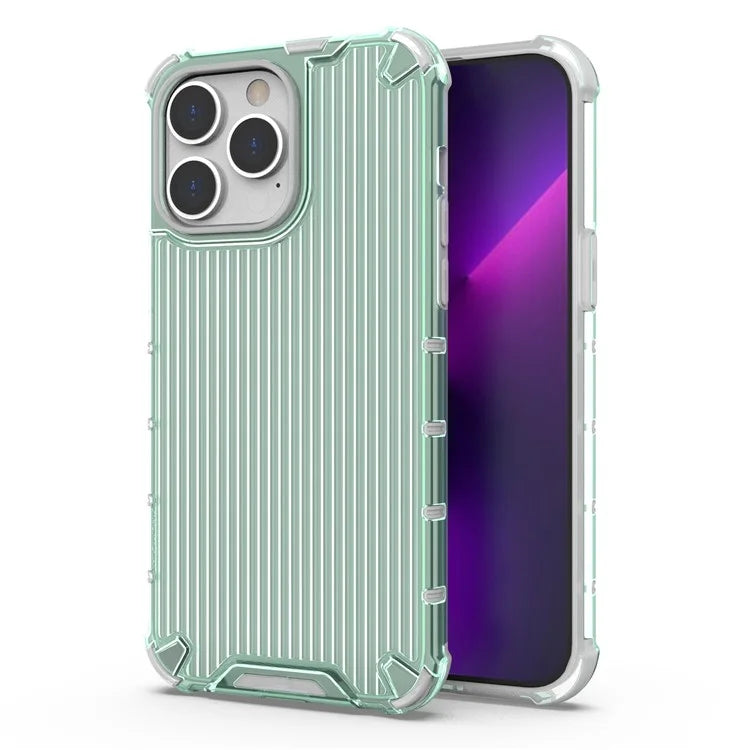 For iPhone 15 Pro Case Stripe Pattern PC+TPU Dual Layer Shockproof Phone Cover