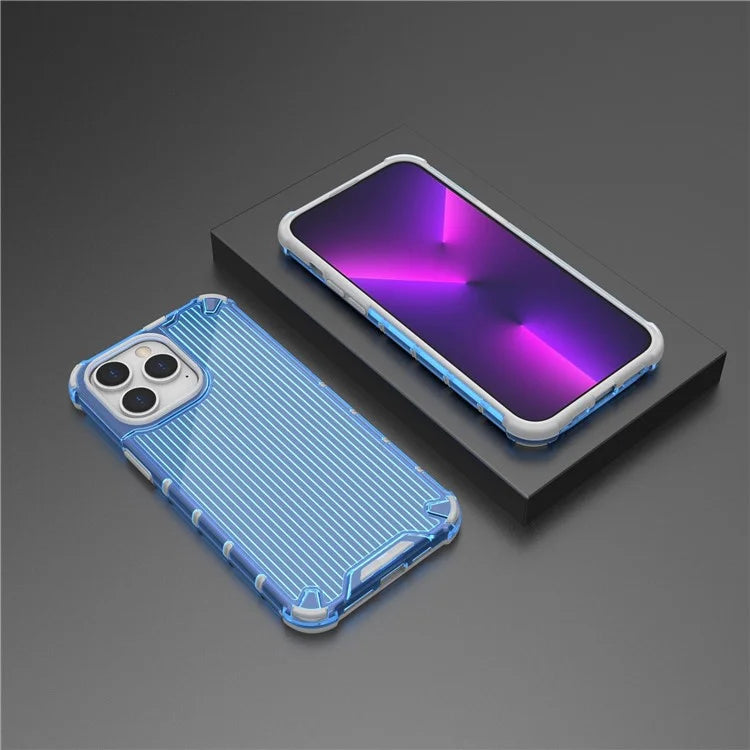 For iPhone 15 Pro Max Case PC+TPU Strip Pattern Heat Dissipation Phone Cover