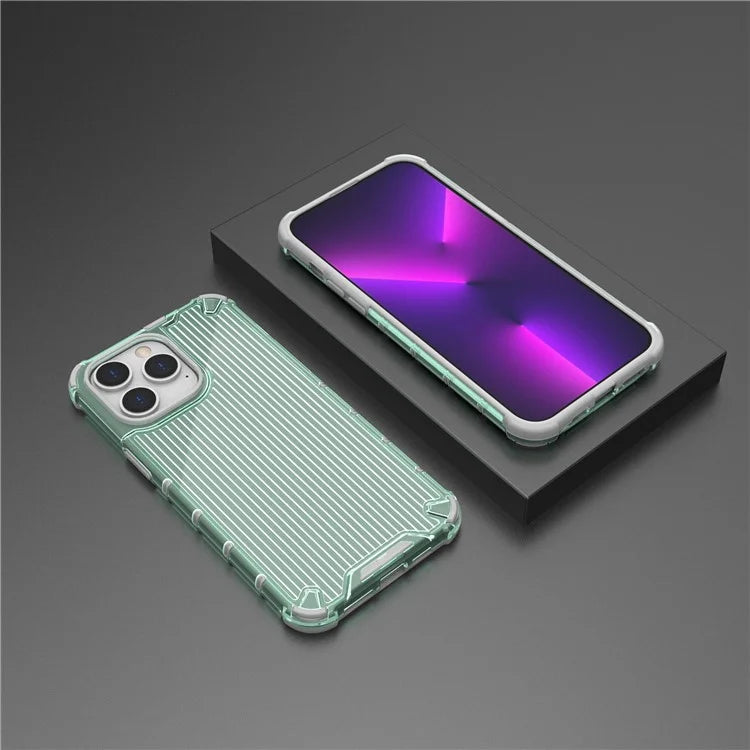 For iPhone 15 Pro Max Case PC+TPU Strip Pattern Heat Dissipation Phone Cover
