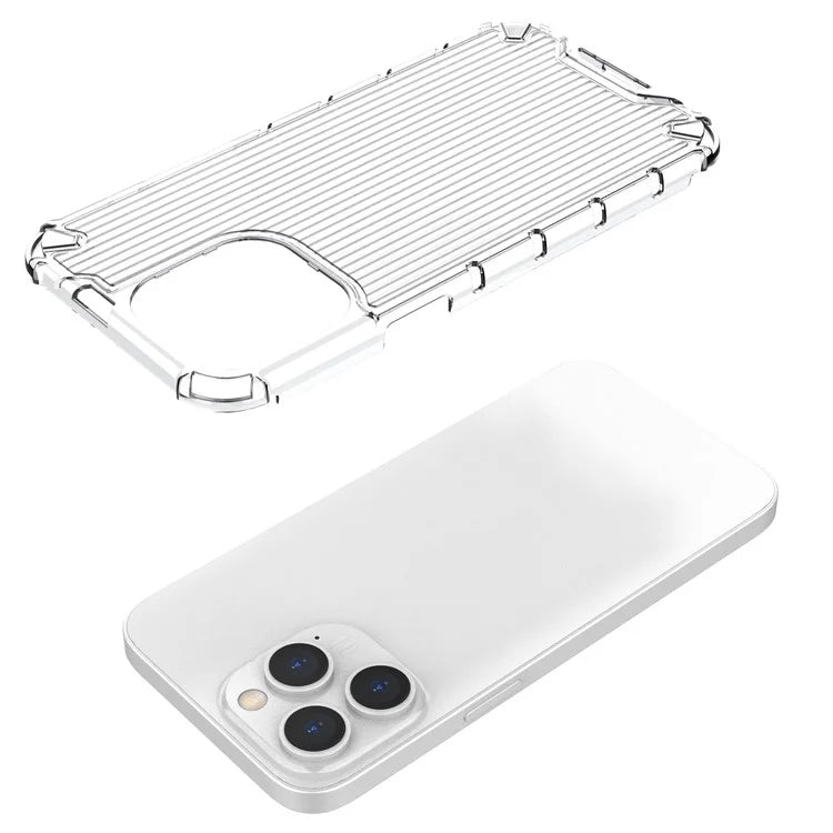 For iPhone 15 Pro Max Case PC+TPU Strip Pattern Heat Dissipation Phone Cover