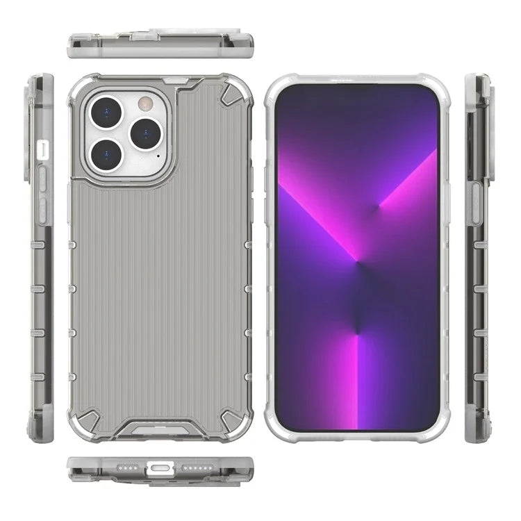 For iPhone 15 Pro Max Case PC+TPU Strip Pattern Heat Dissipation Phone Cover