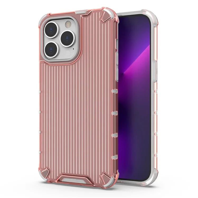 For iPhone 15 Pro Max Case PC+TPU Strip Pattern Heat Dissipation Phone Cover