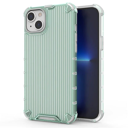 For iPhone 15 Plus Case PC+TPU Strip Pattern Phone Cover Air Cushion Drop Protection
