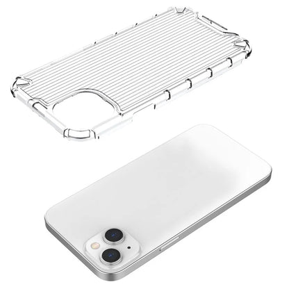 For iPhone 15 Plus Case PC+TPU Strip Pattern Phone Cover Air Cushion Drop Protection