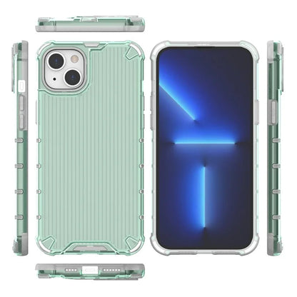 For iPhone 15 Plus Case PC+TPU Strip Pattern Phone Cover Air Cushion Drop Protection