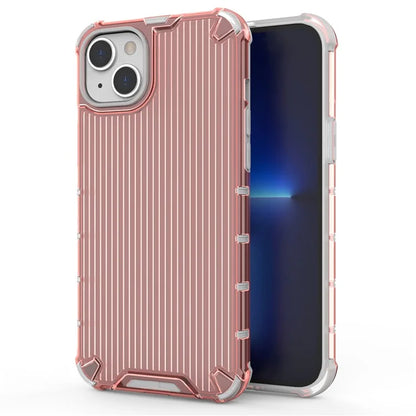 For iPhone 15 Plus Case PC+TPU Strip Pattern Phone Cover Air Cushion Drop Protection