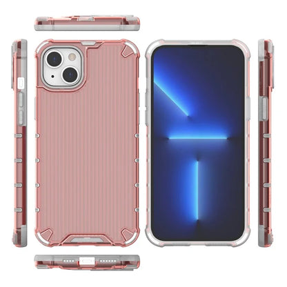 For iPhone 15 Plus Case PC+TPU Strip Pattern Phone Cover Air Cushion Drop Protection