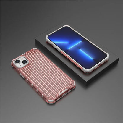 For iPhone 15 Plus Case PC+TPU Strip Pattern Phone Cover Air Cushion Drop Protection