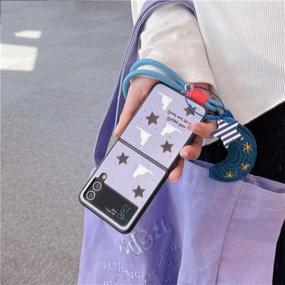 For Samsung Galaxy Z Flip4 5G Case Pattern Printing TPU Phone Cover with Hand Strap
