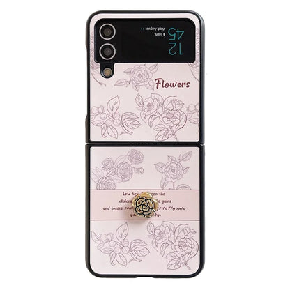 For Samsung Galaxy Z Flip4 5G Case Pattern Printing TPU Phone Cover with Hand Strap