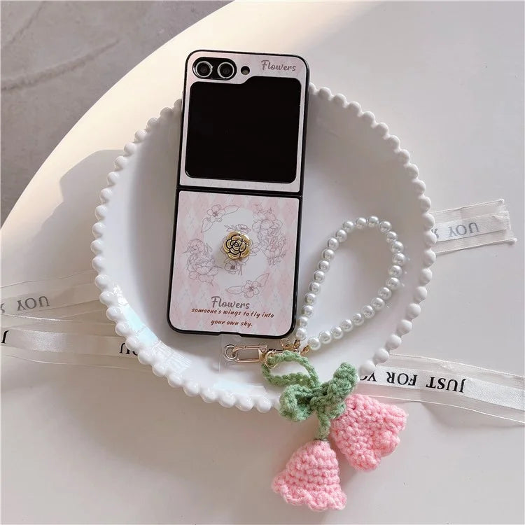 For Samsung Galaxy Z Flip5 5G Pattern Case TPU Protective Phone Cover with Strap