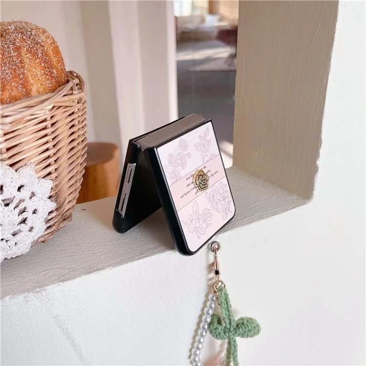 For Samsung Galaxy Z Flip5 5G Pattern Case TPU Protective Phone Cover with Strap