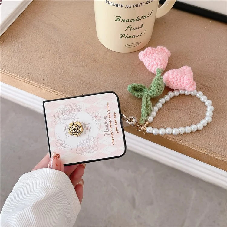 For Samsung Galaxy Z Flip5 5G Pattern Case TPU Protective Phone Cover with Strap