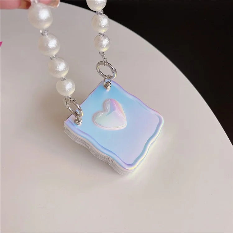 For Samsung Galaxy Z Flip5 5G Laser Case TPU Love Heart Pattern Phone Cover with Chain