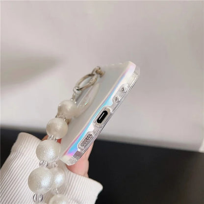 For Samsung Galaxy Z Flip5 5G Laser Case TPU Love Heart Pattern Phone Cover with Chain