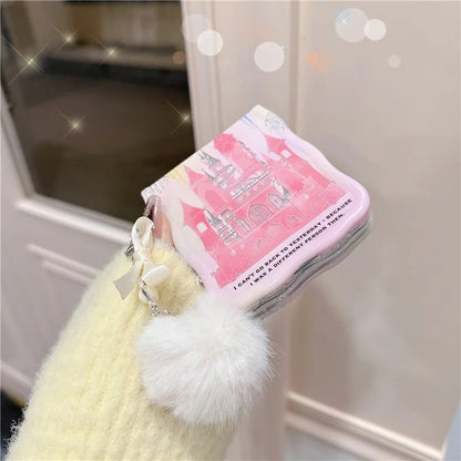 For Samsung Galaxy Z Flip5 5G Case Castle Fireworks TPU+PC Phone Cover with Pompom Pendant