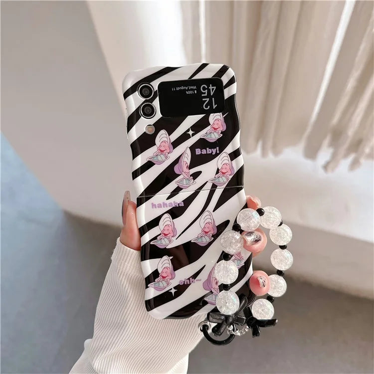 For Samsung Galaxy Z Flip4 5G TPU Case Pattern Phone Cover with Hand Strap