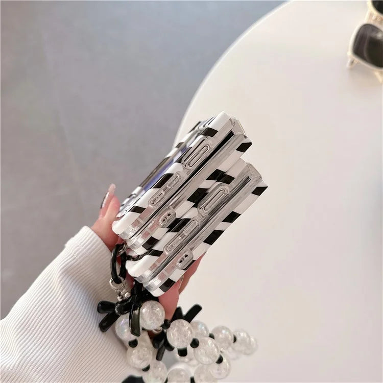For Samsung Galaxy Z Flip4 5G TPU Case Pattern Phone Cover with Hand Strap