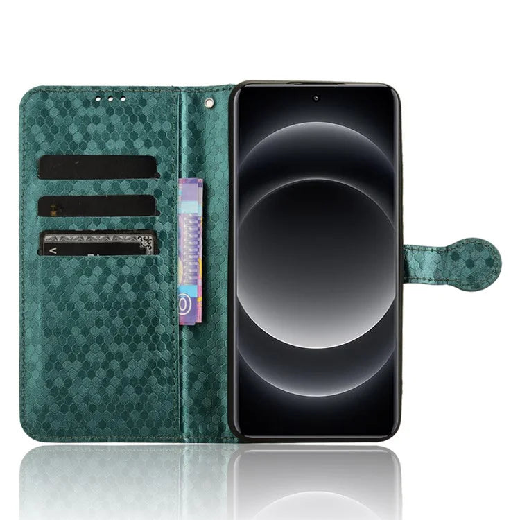 For Xiaomi 14 Ultra Case Dots Imprinted PU Leather Wallet Stand Phone Cover