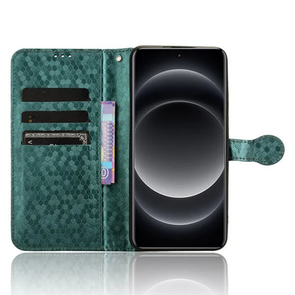 For Xiaomi 14 Ultra Case Dots Imprinted PU Leather Wallet Stand Phone Cover