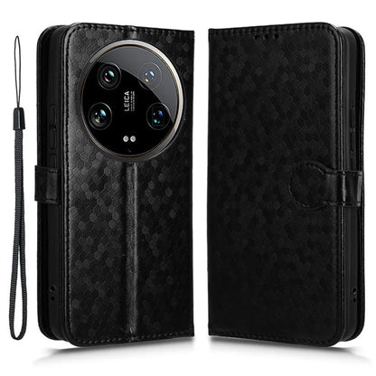For Xiaomi 14 Ultra Case Dots Imprinted PU Leather Wallet Stand Phone Cover