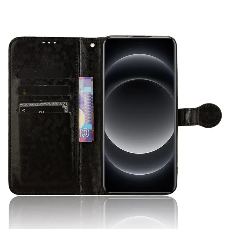 For Xiaomi 14 Ultra Case Dots Imprinted PU Leather Wallet Stand Phone Cover