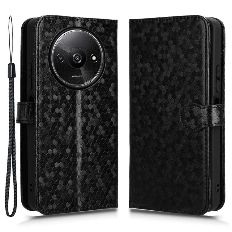 For Xiaomi Redmi A3 Case Dots Imprinted PU Leather Viewing Stand Phone Cover