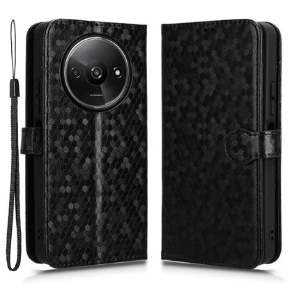 For Xiaomi Redmi A3 Case Dots Imprinted PU Leather Viewing Stand Phone Cover
