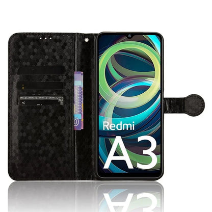 For Xiaomi Redmi A3 Case Dots Imprinted PU Leather Viewing Stand Phone Cover