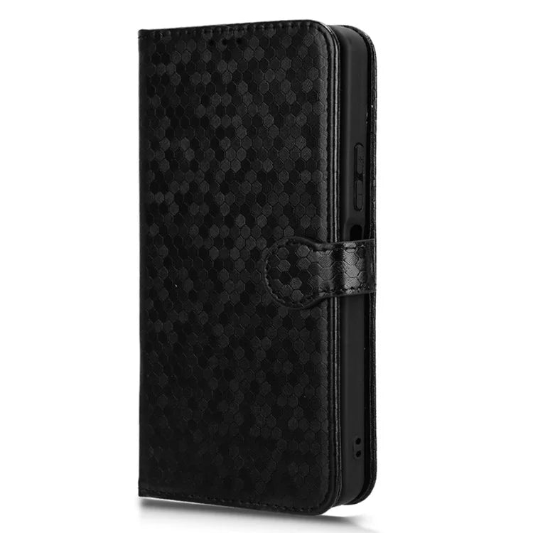 For Xiaomi Redmi A3 Case Dots Imprinted PU Leather Viewing Stand Phone Cover