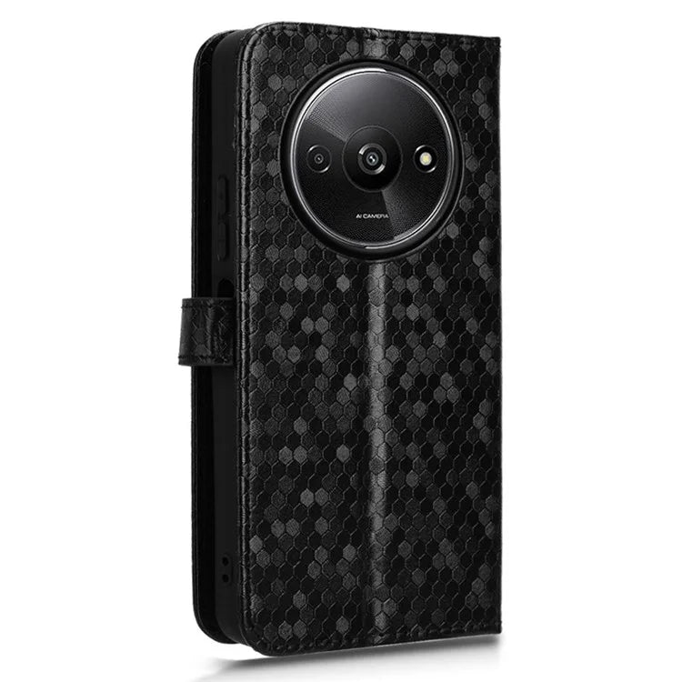 For Xiaomi Redmi A3 Case Dots Imprinted PU Leather Viewing Stand Phone Cover