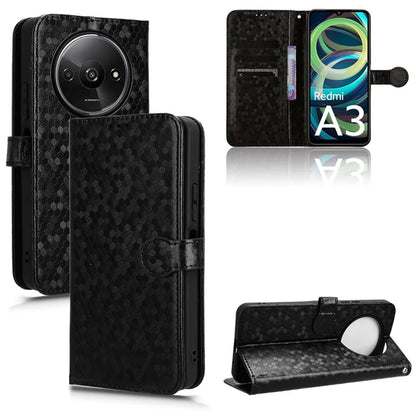 For Xiaomi Redmi A3 Case Dots Imprinted PU Leather Viewing Stand Phone Cover