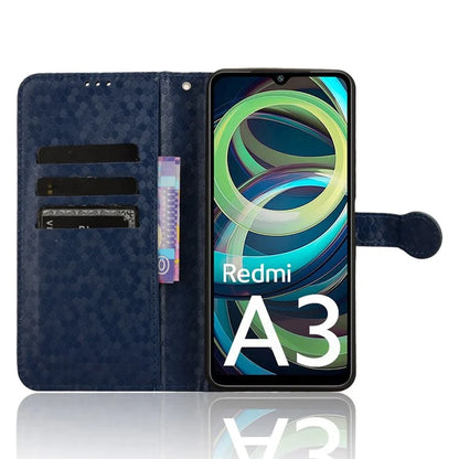 For Xiaomi Redmi A3 Case Dots Imprinted PU Leather Viewing Stand Phone Cover