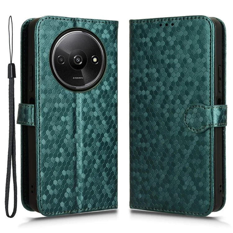 For Xiaomi Redmi A3 Case Dots Imprinted PU Leather Viewing Stand Phone Cover