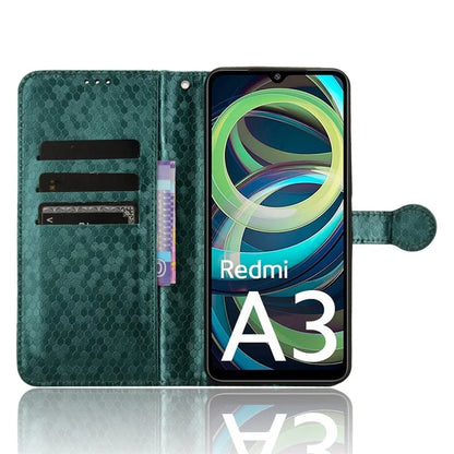 For Xiaomi Redmi A3 Case Dots Imprinted PU Leather Viewing Stand Phone Cover