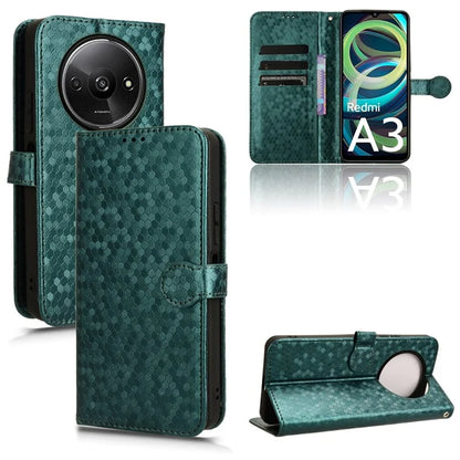 For Xiaomi Redmi A3 Case Dots Imprinted PU Leather Viewing Stand Phone Cover