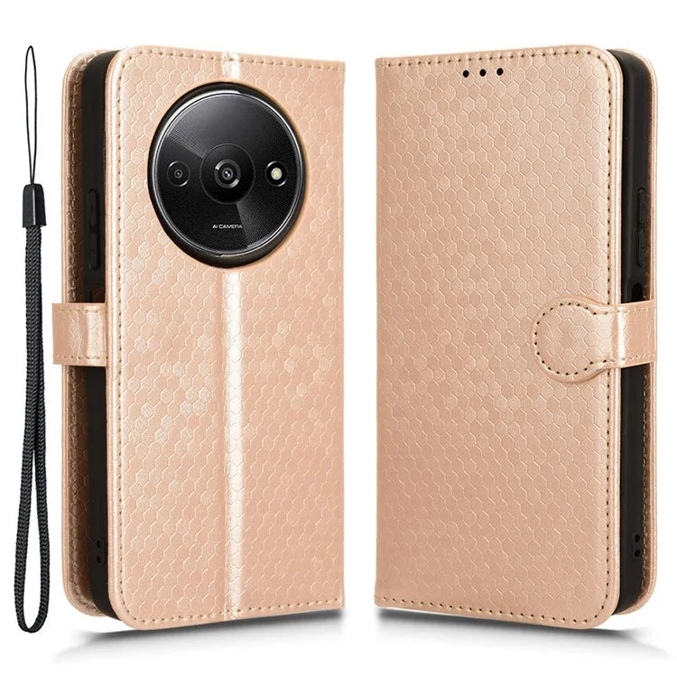 For Xiaomi Redmi A3 Case Dots Imprinted PU Leather Viewing Stand Phone Cover