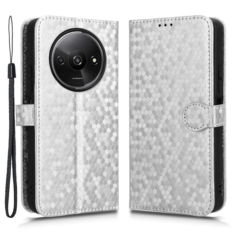 For Xiaomi Redmi A3 Case Dots Imprinted PU Leather Viewing Stand Phone Cover
