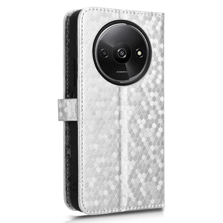 For Xiaomi Redmi A3 Case Dots Imprinted PU Leather Viewing Stand Phone Cover