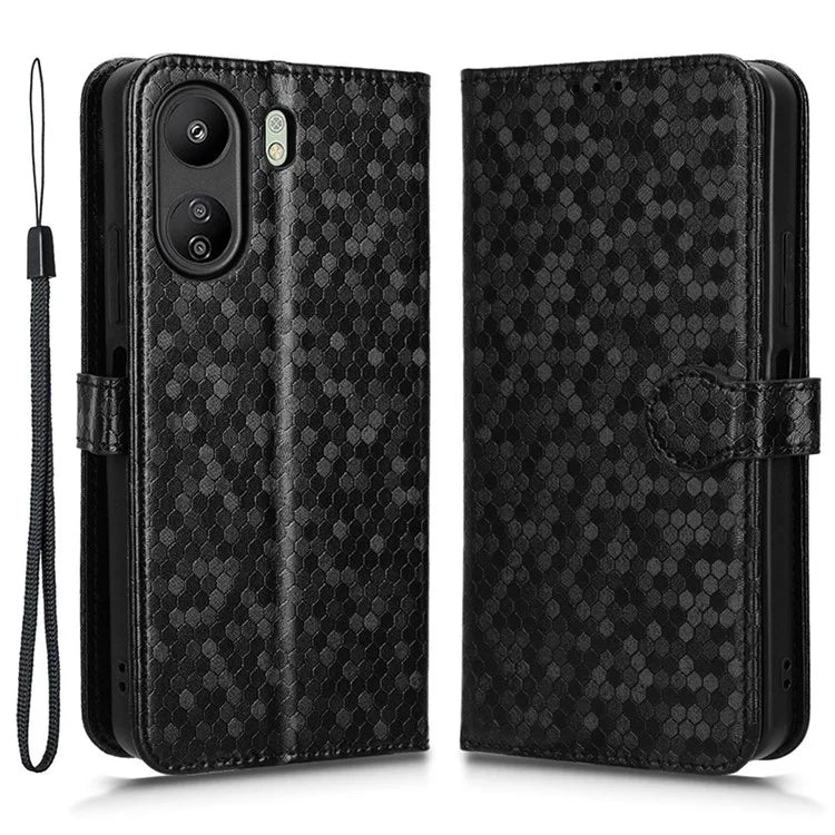For Xiaomi Redmi 13C 4G / Poco C65 4G Phone Case Leather Viewing Stand Cover with Imprinted Dots