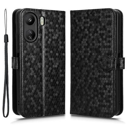 For Xiaomi Redmi 13C 4G / Poco C65 4G Phone Case Leather Viewing Stand Cover with Imprinted Dots