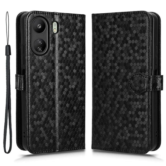 For Xiaomi Redmi 13C 4G / Poco C65 4G Phone Case Leather Viewing Stand Cover with Imprinted Dots