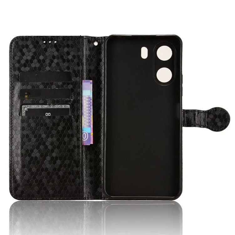 For Xiaomi Redmi 13C 4G / Poco C65 4G Phone Case Leather Viewing Stand Cover with Imprinted Dots