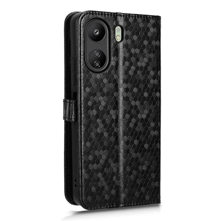 For Xiaomi Redmi 13C 4G / Poco C65 4G Phone Case Leather Viewing Stand Cover with Imprinted Dots