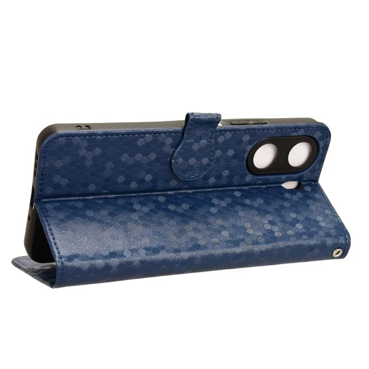 For Xiaomi Redmi 13C 4G / Poco C65 4G Phone Case Leather Viewing Stand Cover with Imprinted Dots